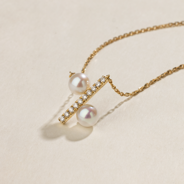 Freshwater Pearl 10K Yellow Gold Diamond Percentage Necklace
