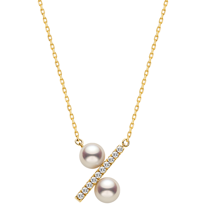 Freshwater Pearl 10K Yellow Gold Diamond Percentage Necklace