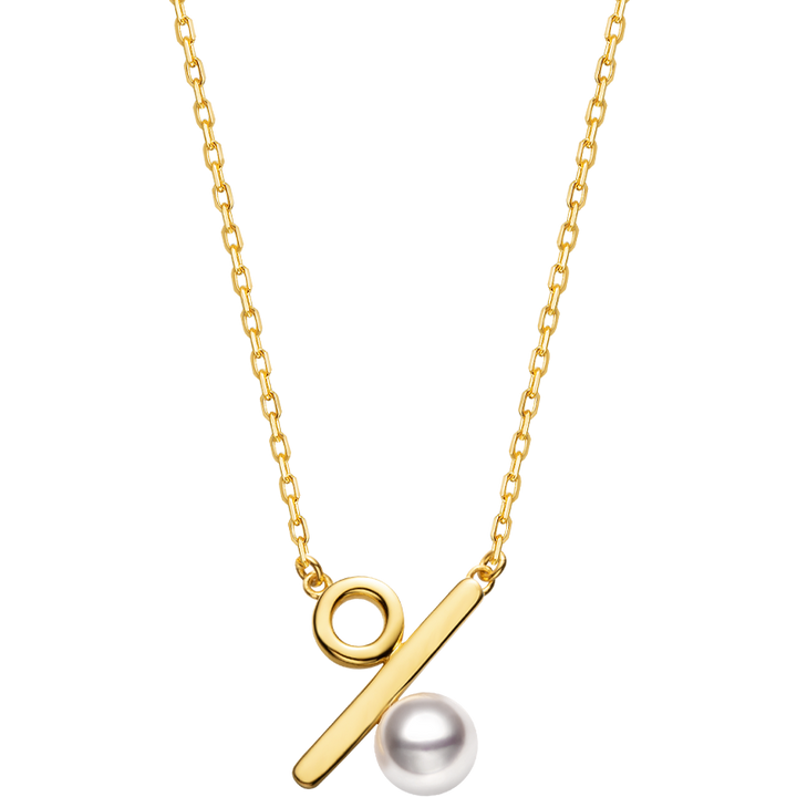 Akoya pearl 18K gold necklace from Percent Collection featuring a delicate pearl pendant on a fine gold chain.