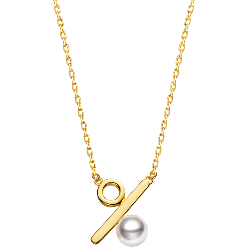 Akoya pearl 18K gold necklace from Percent Collection featuring a delicate pearl pendant on a fine gold chain.