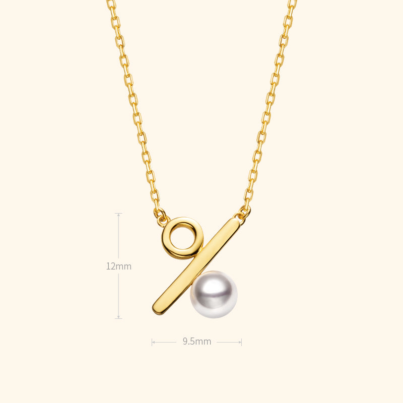 Akoya pearl 18K gold necklace from Percent Collection featuring a delicate string of lustrous pearls.