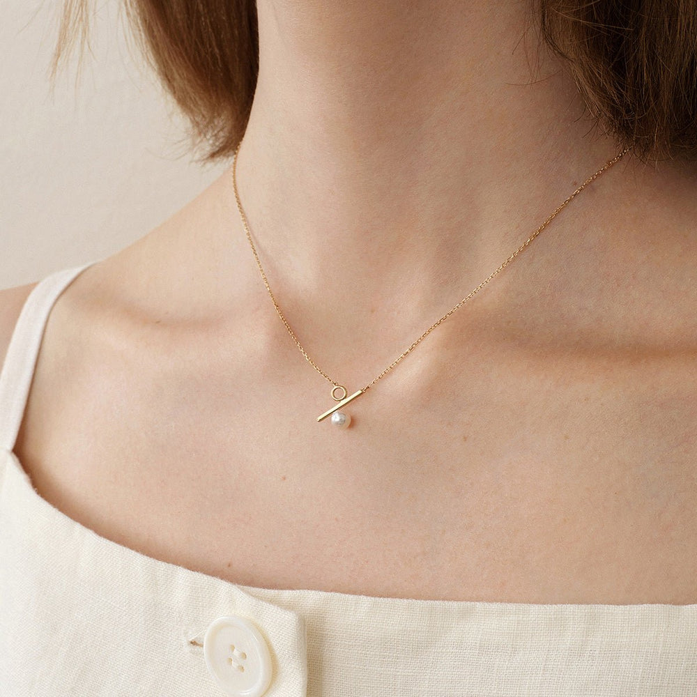 Akoya Pearl 18K Gold Percentage Necklace - HELAS Jewelry