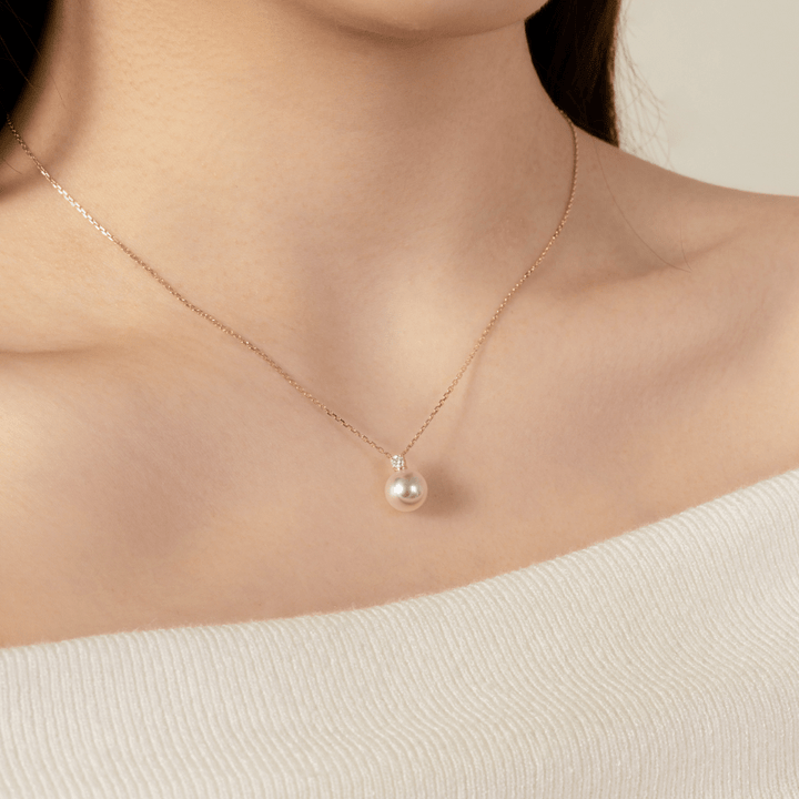 Premier Akoya Pearl 18K Gold Diamond Necklace - HELAS Jewelry