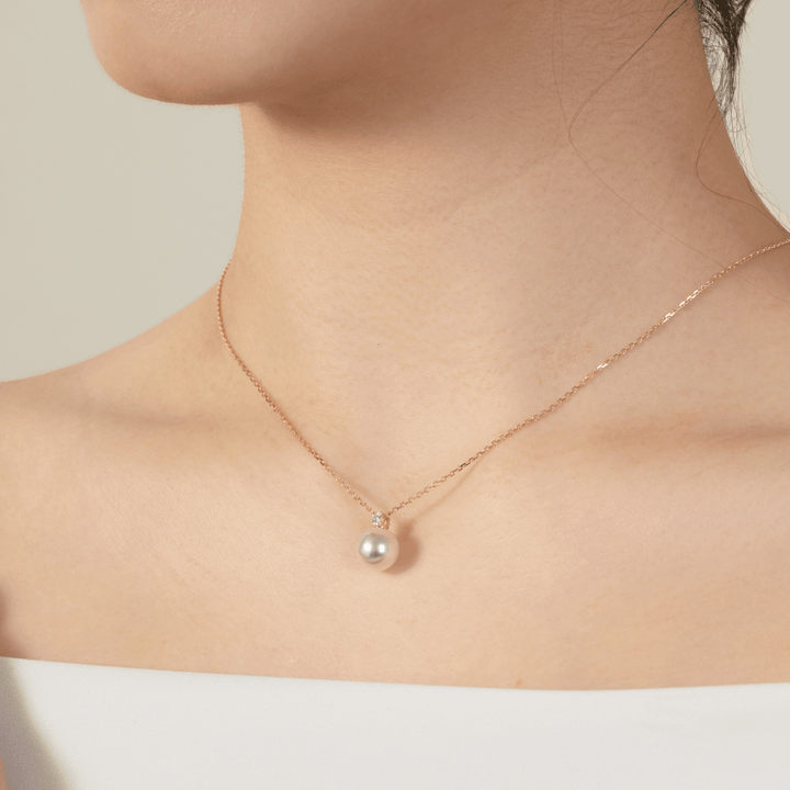 Premier Akoya Pearl 18K Gold Diamond Necklace - HELAS Jewelry