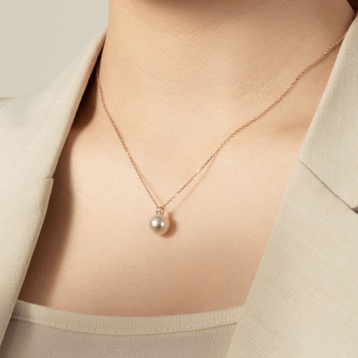 Premier Akoya Pearl 18K Gold Diamond Necklace - HELAS Jewelry