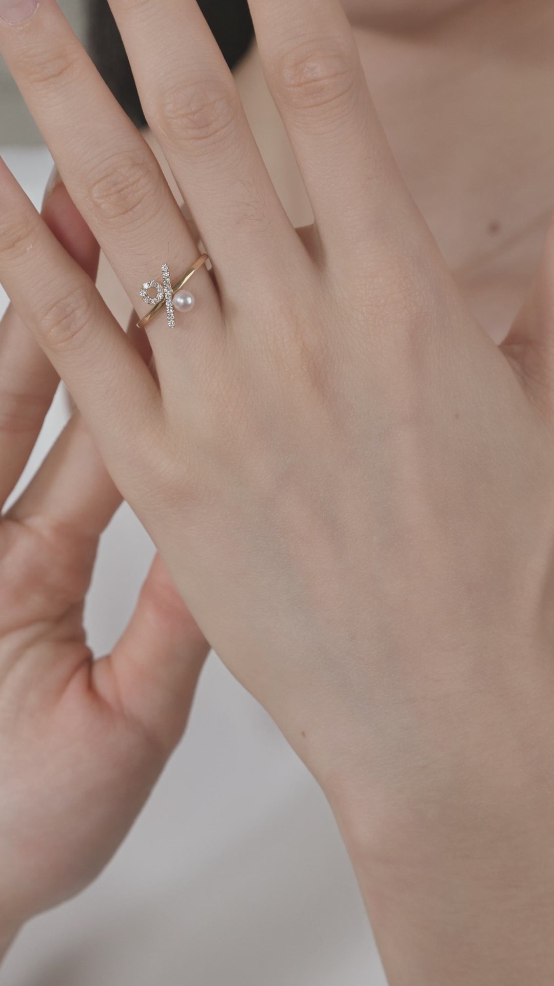 Akoya Saltwater Pearl 18K Yellow Gold Percentage Ring