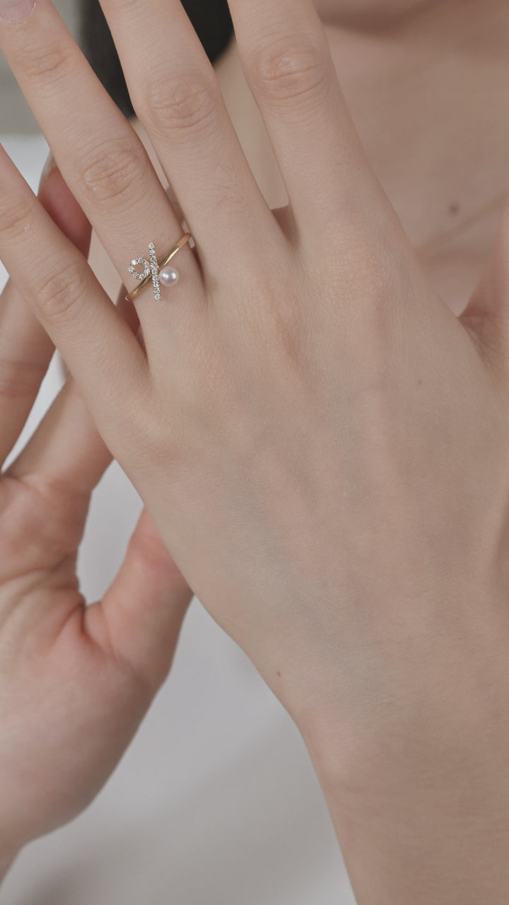 Akoya Saltwater Pearl 18K Yellow Gold Percentage Ring
