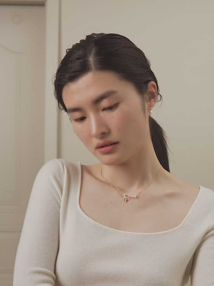Akoya Pearl 18K Rose Gold Diamond Link Poise Clasp Necklace