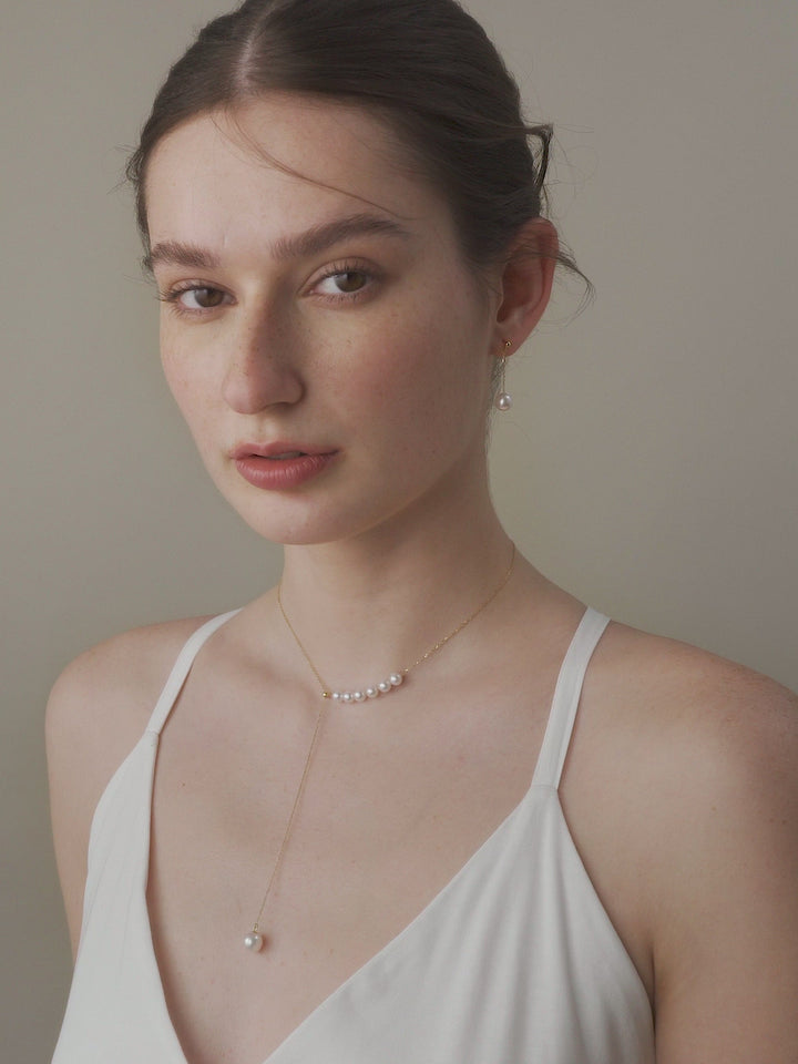 Asymmetrical Akoya Pearl 18K Gold Necklace