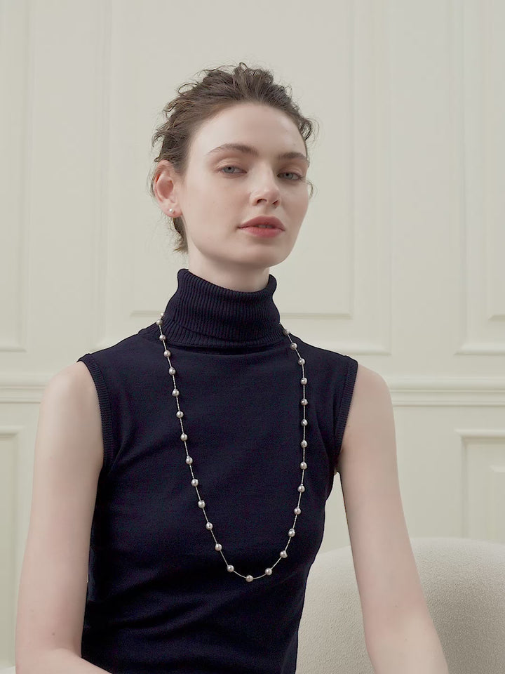 Akoya Baroque Pearl 18K White Gold Chain Necklace