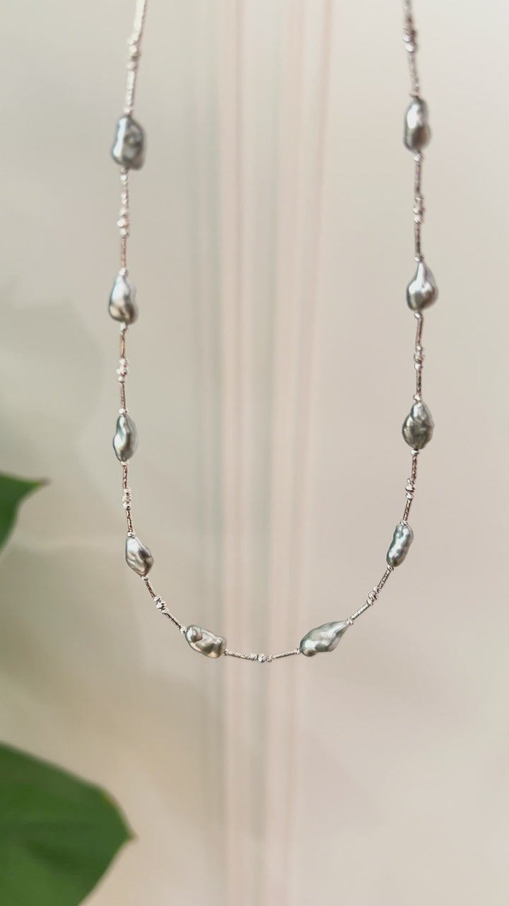 Keshi Pearl 18K Gold Dazzling Starry Necklace
