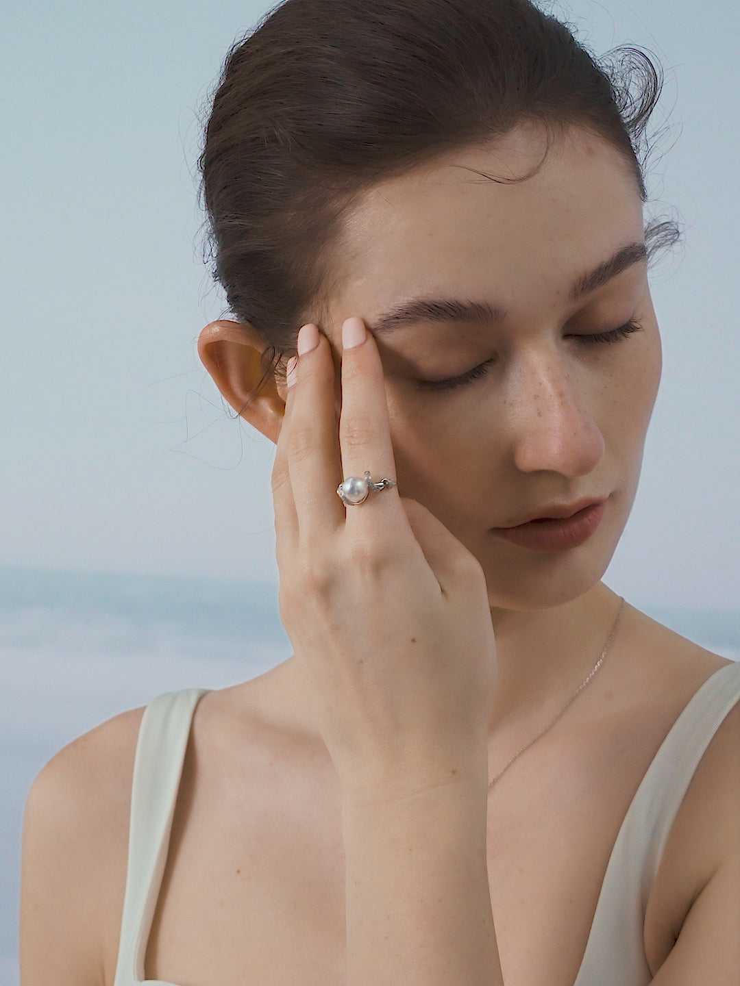 Akoya Pearl 18K White Gold Diamonds Ring