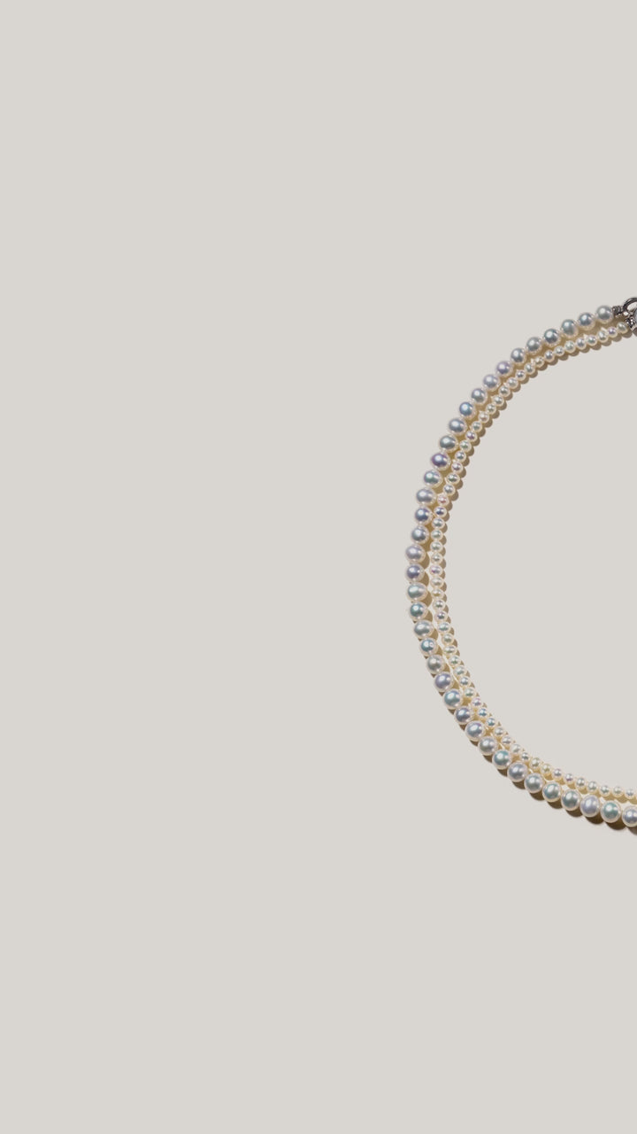 Freshwater Pearl & 925 Sterling Silver Removable Double-Strand Necklace