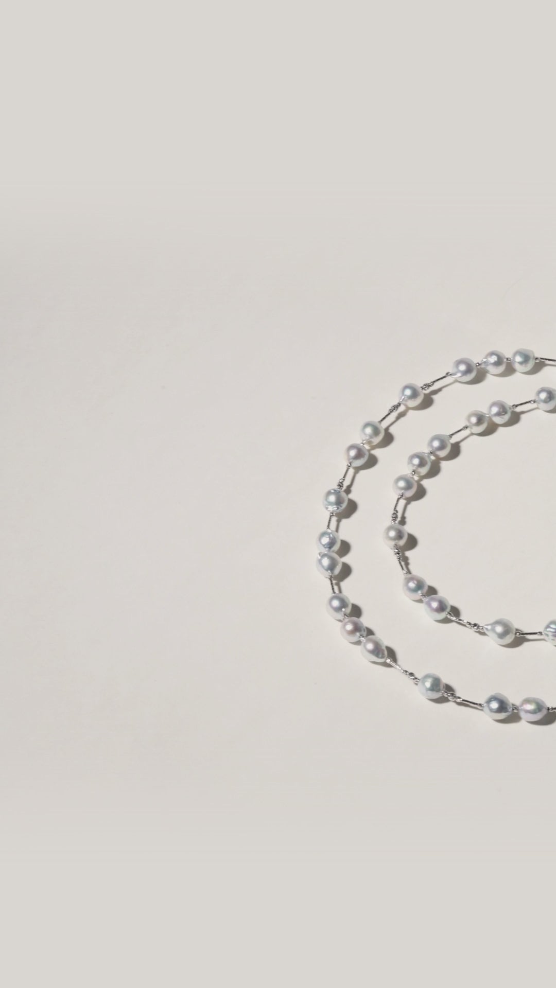 Silver Blue Baroque Pearl 18K Gold Sparkling Long Station Necklace