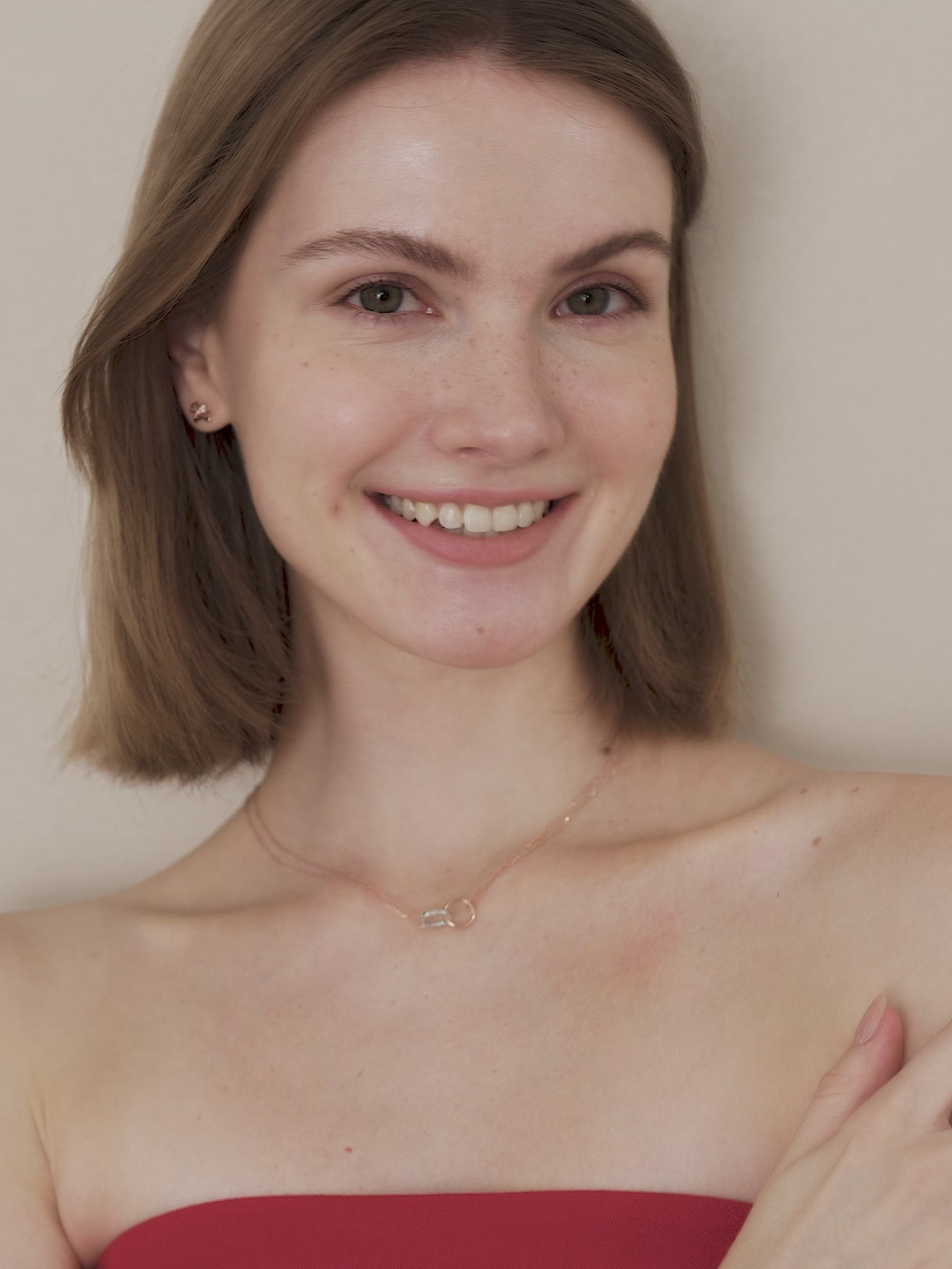 9K Rose Gold Lab-Grown Diamond Dual Loop 3-in-1 Red String Bracelet Necklace