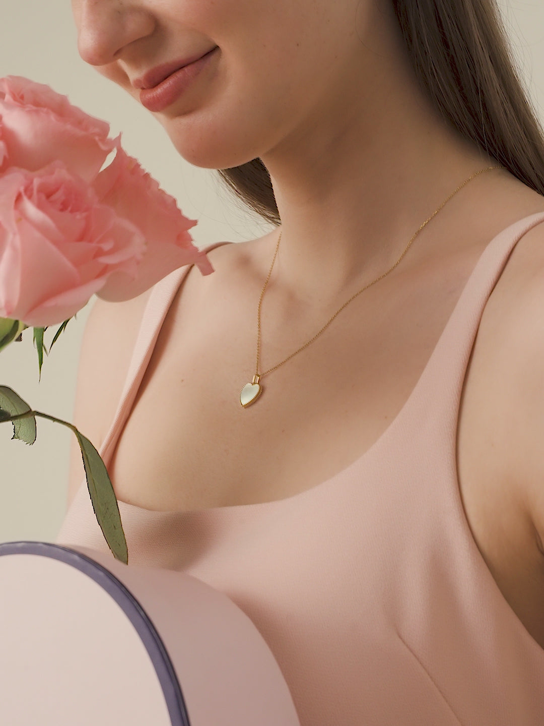 Mother-of-Pearl 18K Gold My Heart Necklace