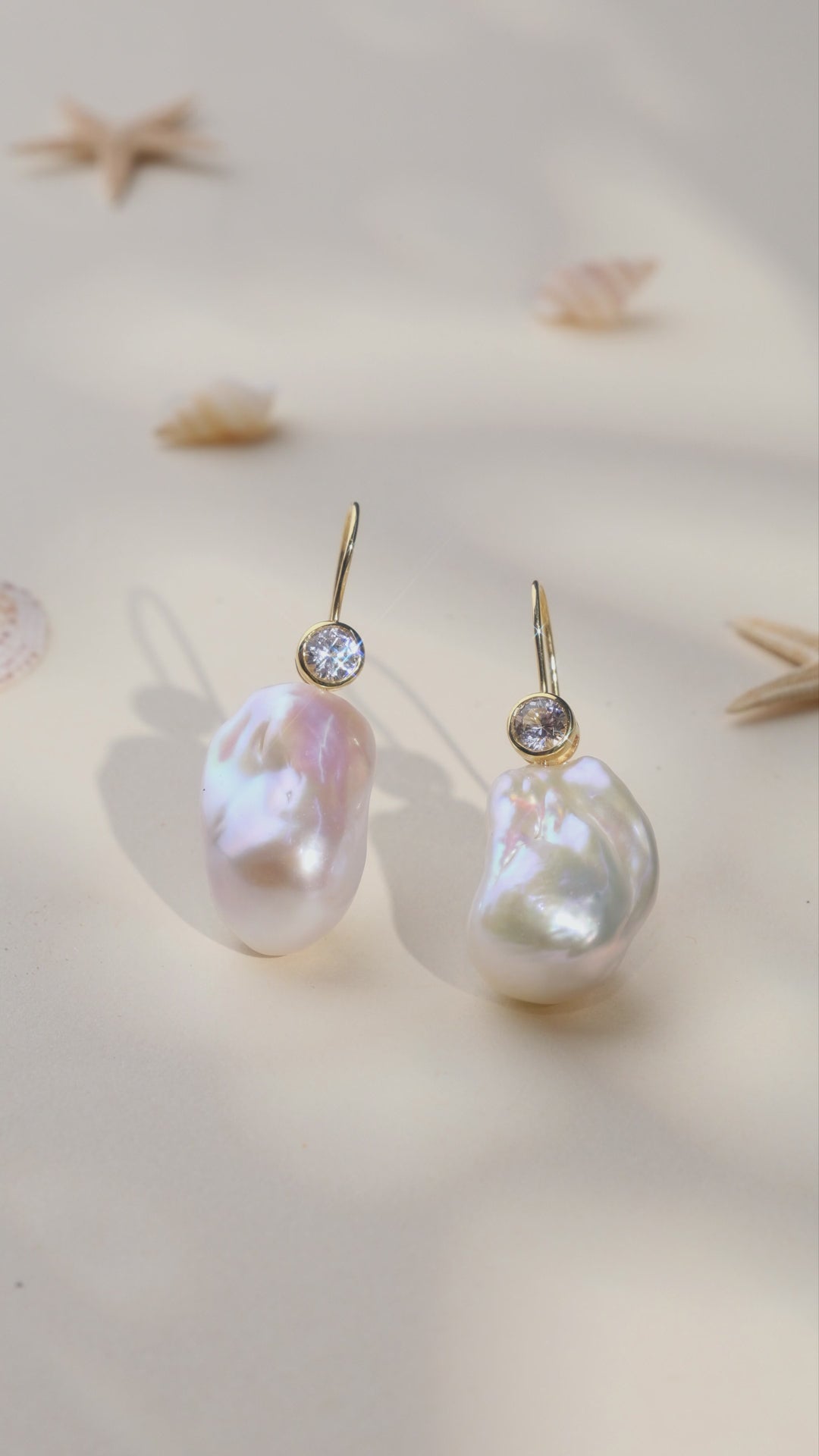 Wonder Baroque Pearl Drop Earrings in 925 Gold Vermeil Sterling Silver — product video | HELAS