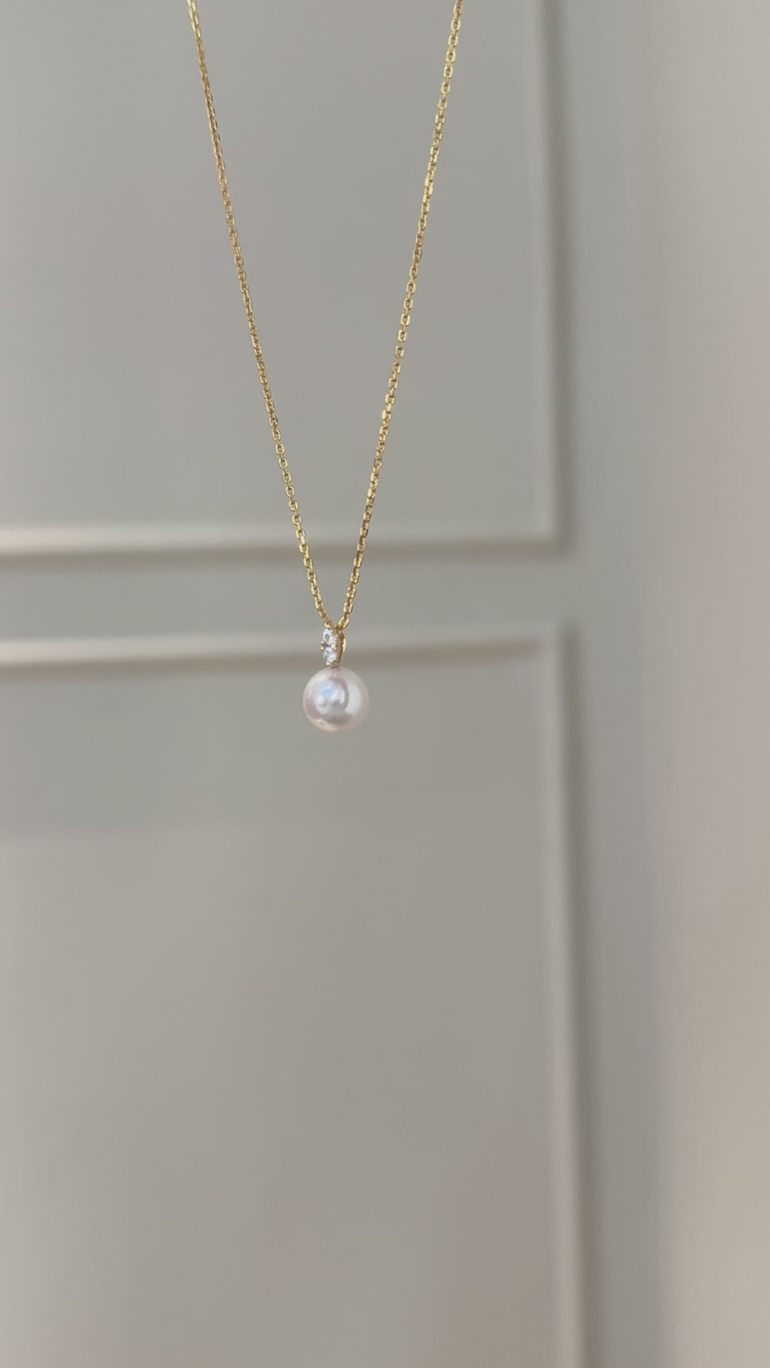 Akoya Pearl 18K Yellow Gold Twin Diamond Necklace