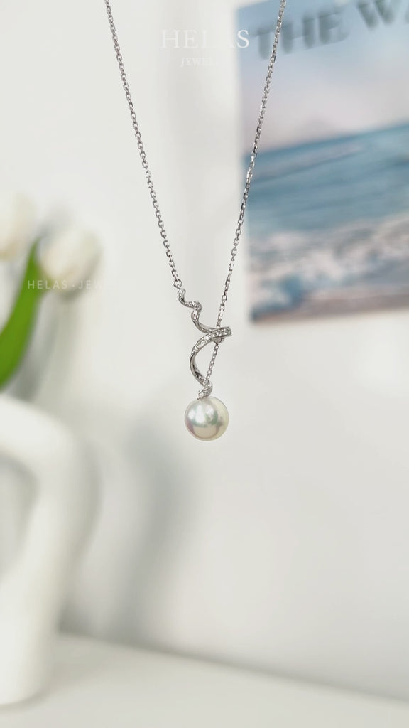 Freshwater Pearl 925 Sterling Silver Diamond Y-shaped Lariat Necklace