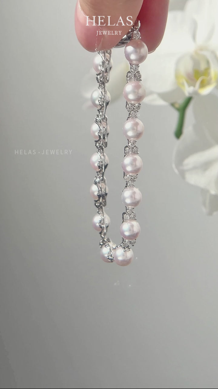 Akoya Pearl 18K White Gold Diamond Bracelet