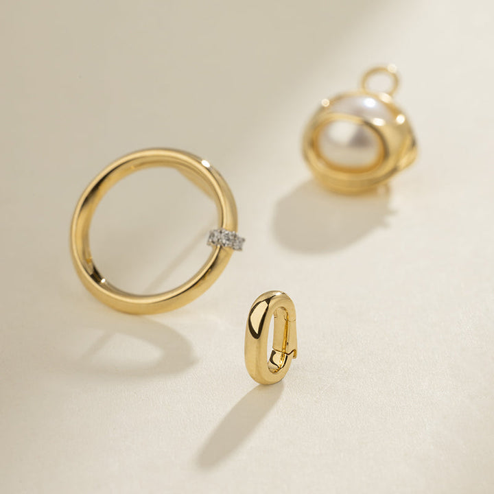 Akoya Saltwater Pearl 18K Gold Diamond Pearl-encased Hoop Earrings