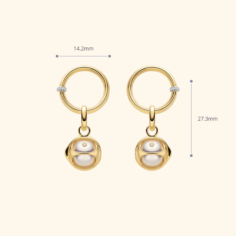 Akoya Saltwater Pearl 18K Gold Diamond Pearl-encased Hoop Earrings