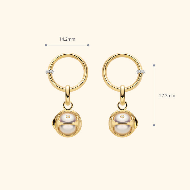 Akoya Saltwater Pearl 18K Gold Diamond Pearl-encased Hoop Earrings