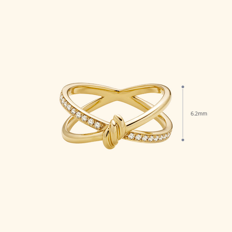 18K Gold Diamond Double-loop Twisted Ring