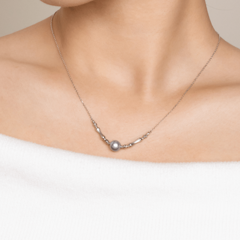 Silver Blue Baroque Pearl 18K Gold Swan Song Necklace - HELAS Jewelry