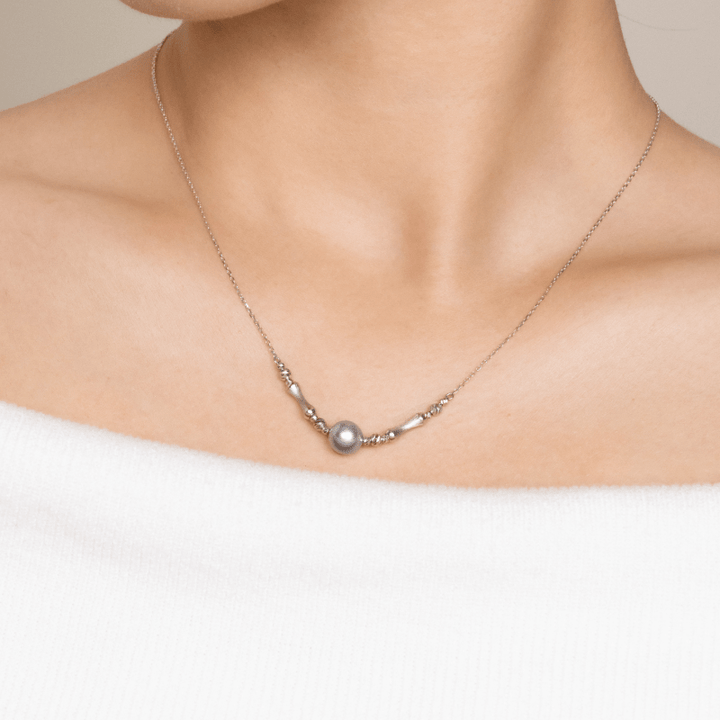 Silver Blue Baroque Pearl 18K Gold Swan Song Necklace - HELAS Jewelry