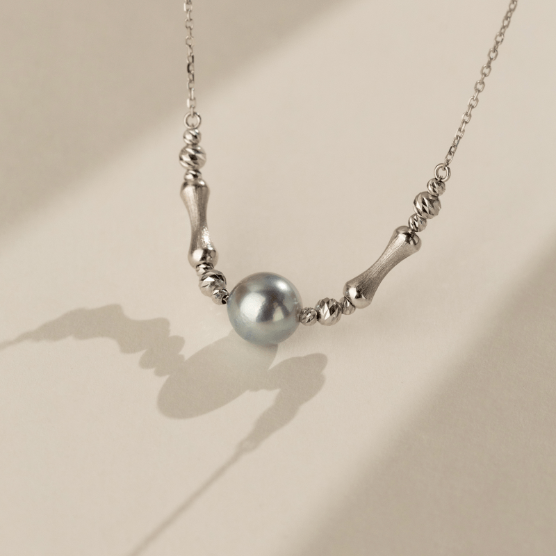 Silver Blue Baroque Pearl 18K Gold Swan Song Necklace - HELAS Jewelry