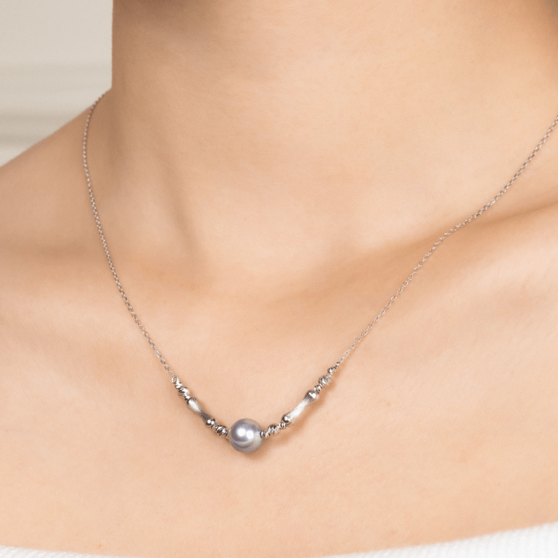 Silver Blue Baroque Pearl 18K Gold Swan Song Necklace - HELAS Jewelry