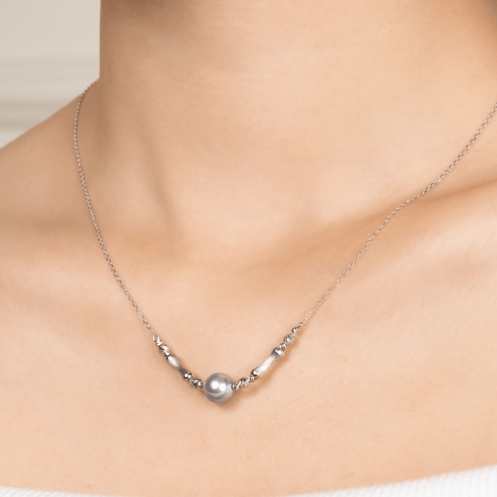 Silver Blue Baroque Pearl 18K Gold Swan Song Necklace - HELAS Jewelry
