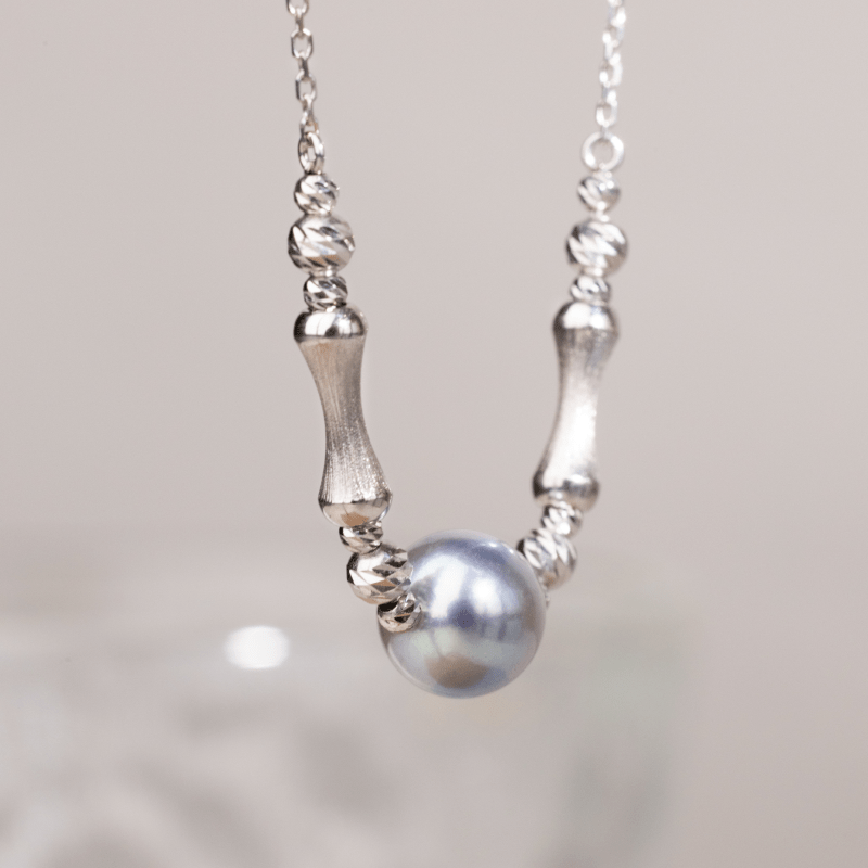 Silver Blue Baroque Pearl 18K Gold Swan Song Necklace - HELAS Jewelry