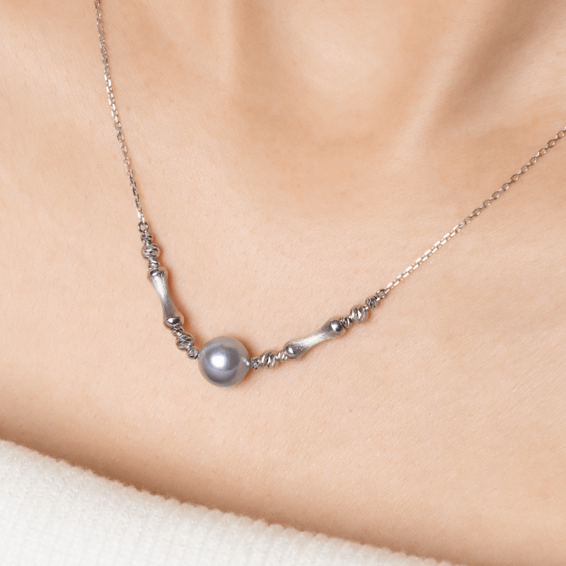 Silver Blue Baroque Pearl 18K Gold Swan Song Necklace - HELAS Jewelry