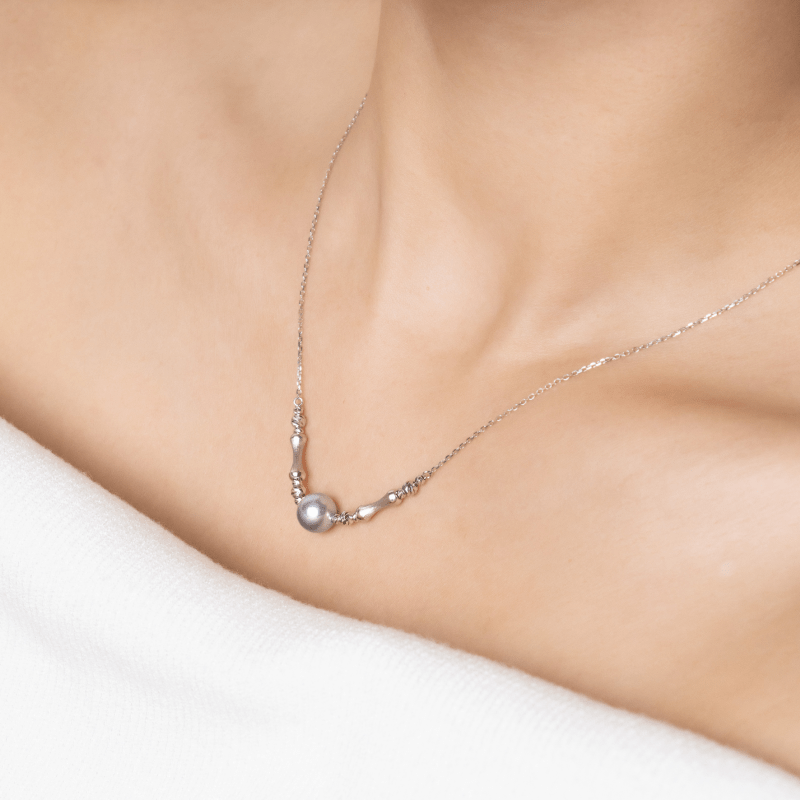 Silver Blue Baroque Pearl 18K Gold Swan Song Necklace - HELAS Jewelry