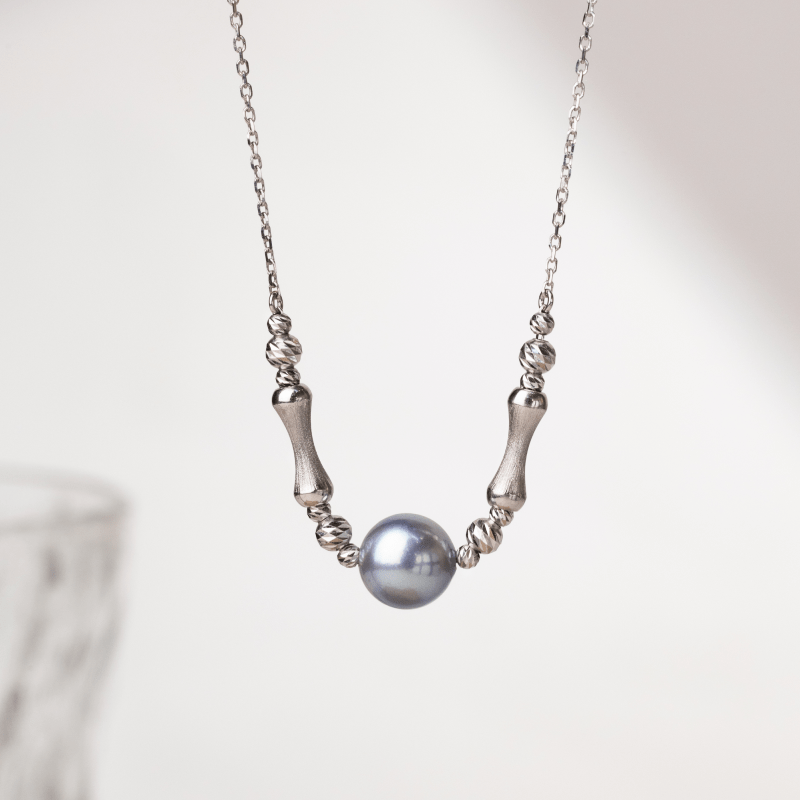 Silver Blue Baroque Pearl 18K Gold Swan Song Necklace - HELAS Jewelry