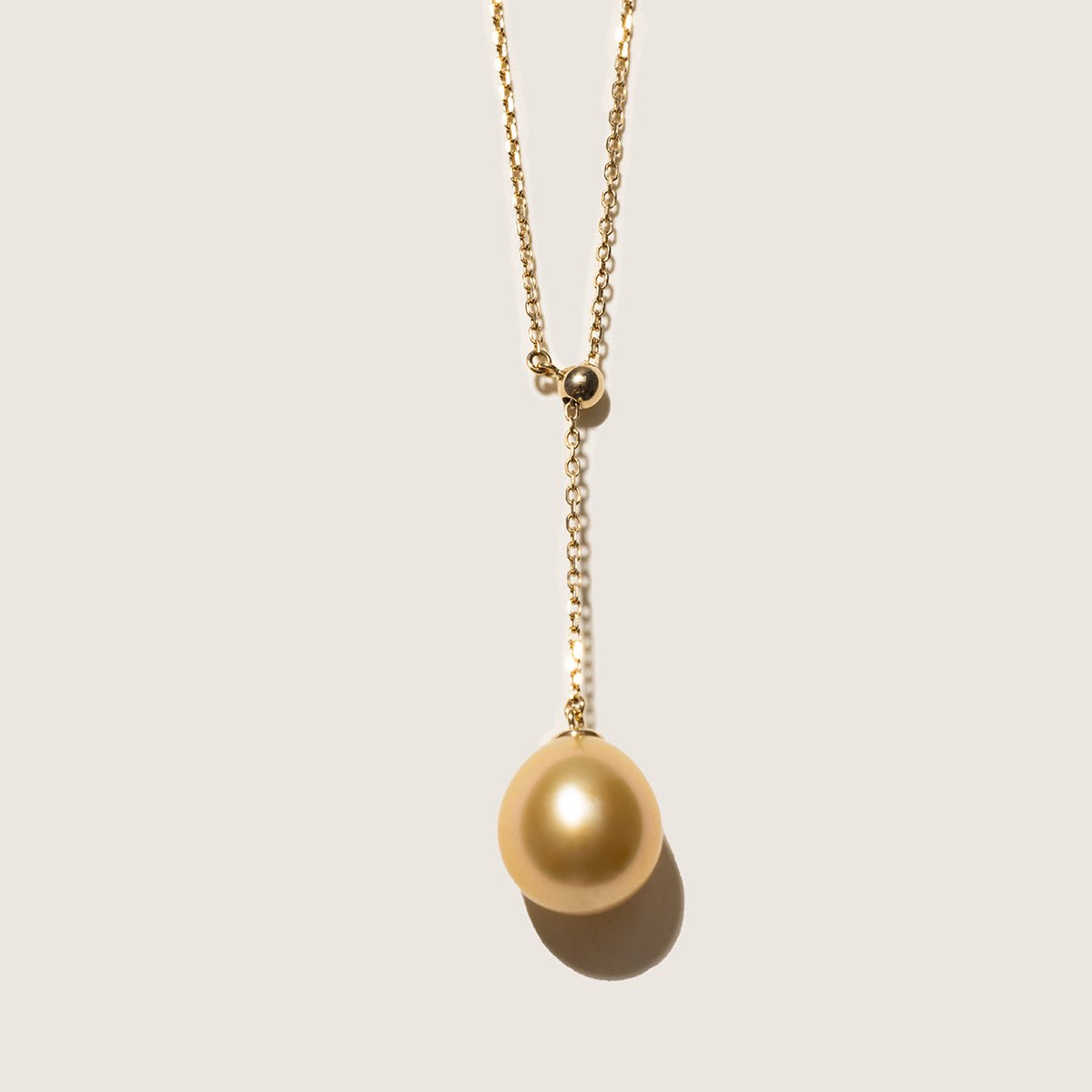 South Sea Golden Pearl 14K Gold Adaptable Y Necklace - HELAS Jewelry