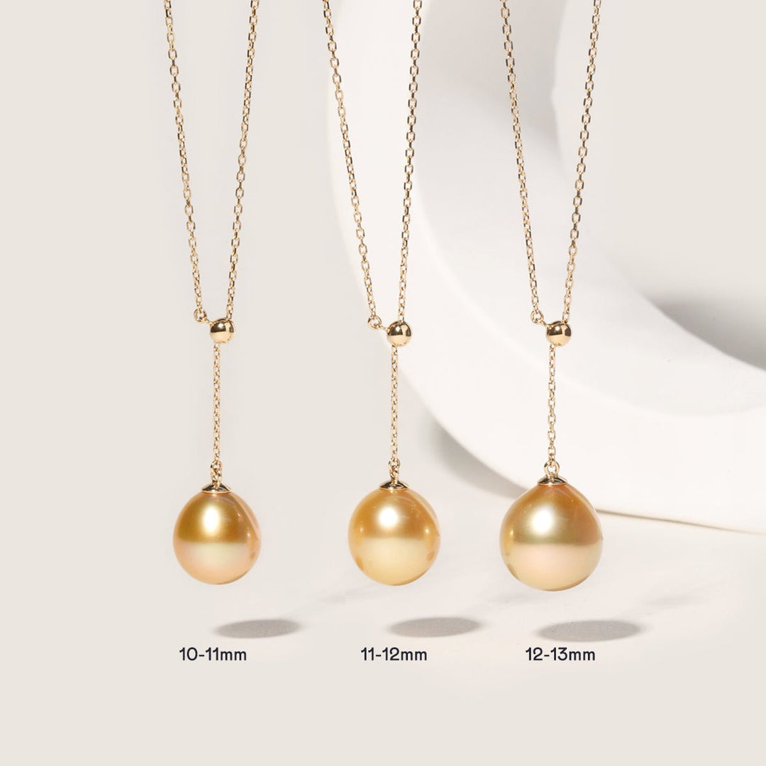 South Sea Golden Pearl 14K Gold Adaptable Y Necklace - HELAS Jewelry