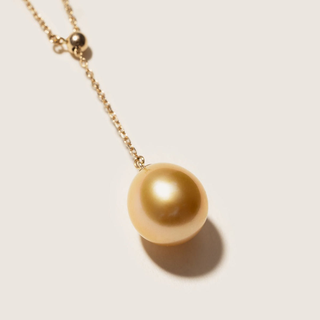 South Sea Golden Pearl 14K Gold Adaptable Y Necklace - HELAS Jewelry