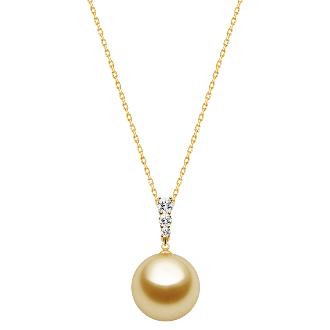 South Sea Golden Pearl 14K Gold Lab - grown Diamonds Dawn Pendant Necklace - HELAS Jewelry