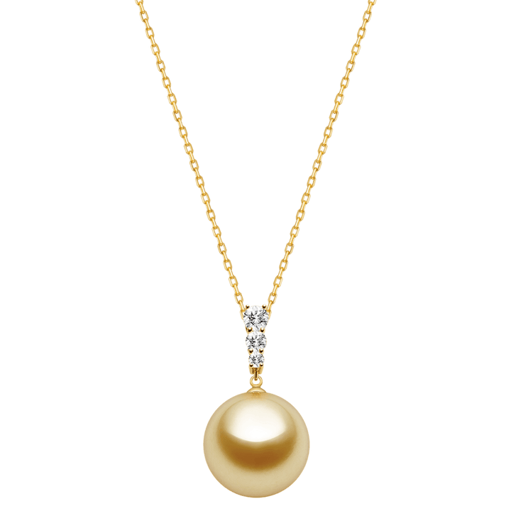 South Sea Golden Pearl 14K Gold Lab - grown Diamonds Dawn Pendant Necklace - HELAS Jewelry
