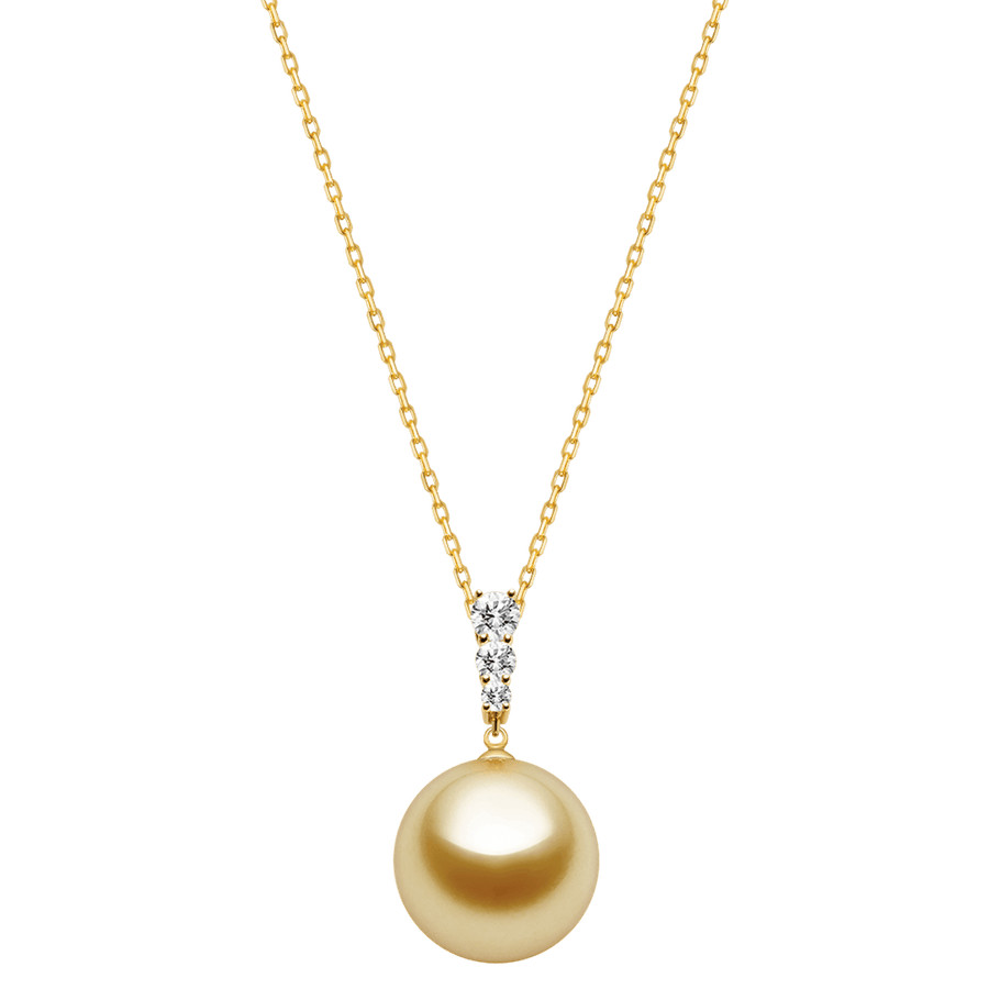 South Sea Golden Pearl 14K Gold Lab - grown Diamonds Dawn Pendant Necklace - HELAS Jewelry