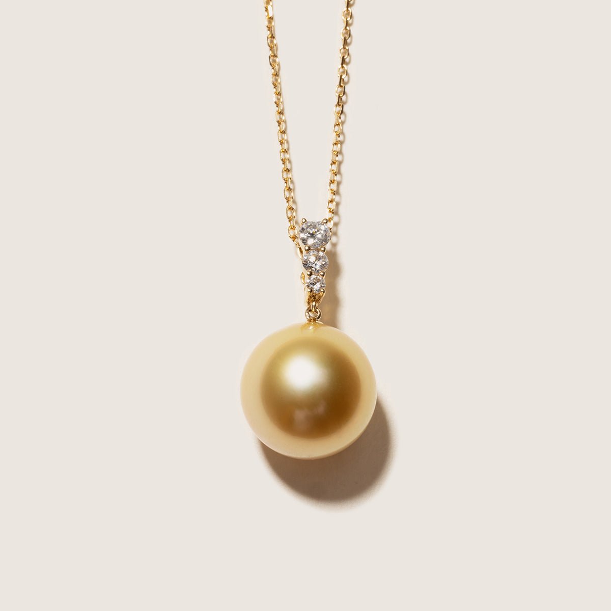 South Sea Golden Pearl 14K Gold Lab - grown Diamonds Dawn Pendant Necklace - HELAS Jewelry