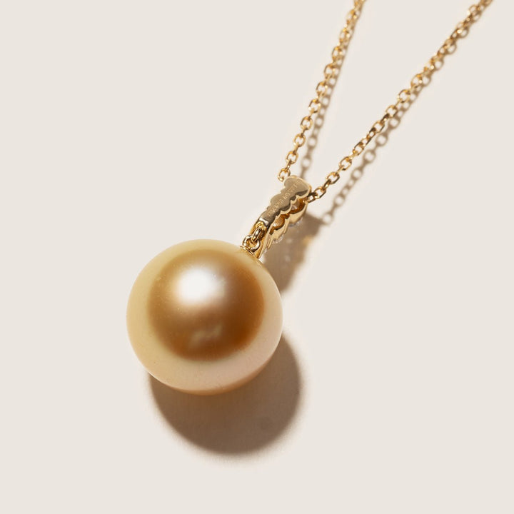 South Sea Golden Pearl 14K Gold Lab - grown Diamonds Dawn Pendant Necklace - HELAS Jewelry
