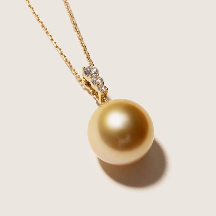 South Sea Golden Pearl 14K Gold Lab - grown Diamonds Dawn Pendant Necklace - HELAS Jewelry