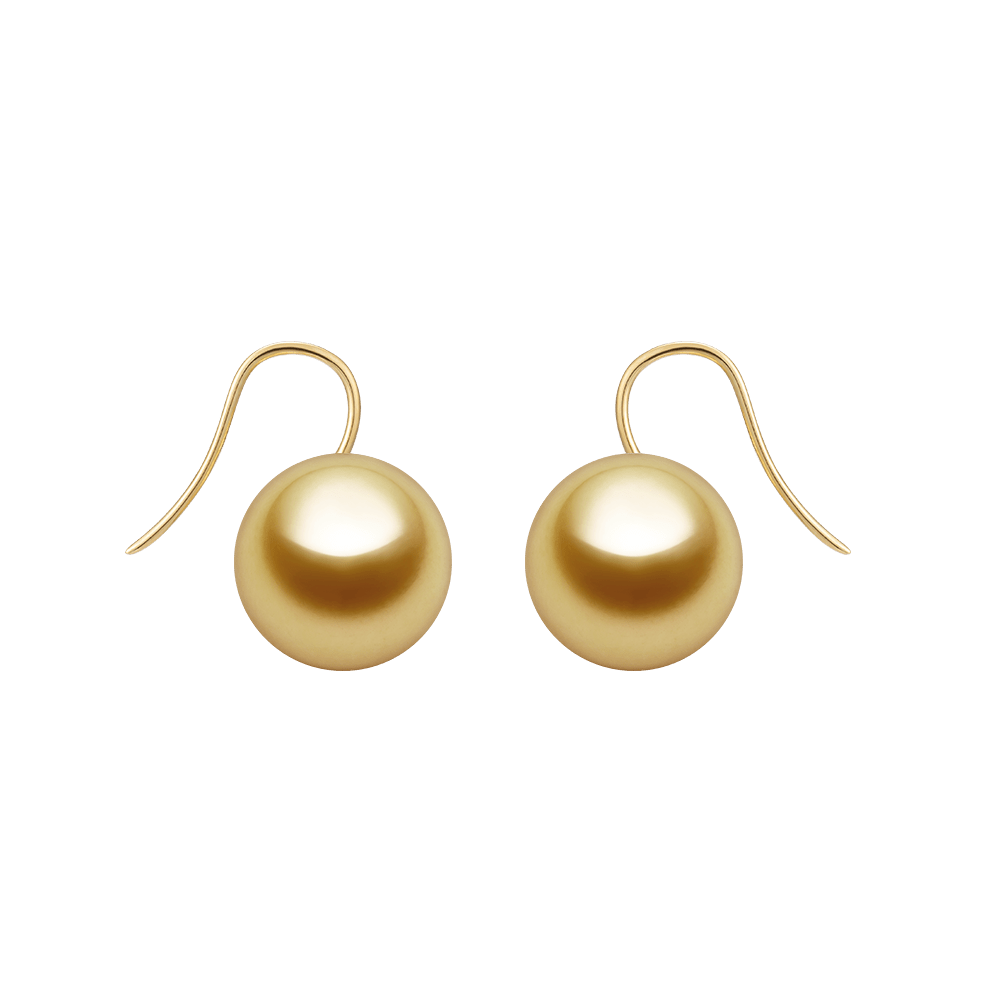 South Sea Golden Pearl 18K Gold Classic Design Hook Earrings - HELAS Jewelry