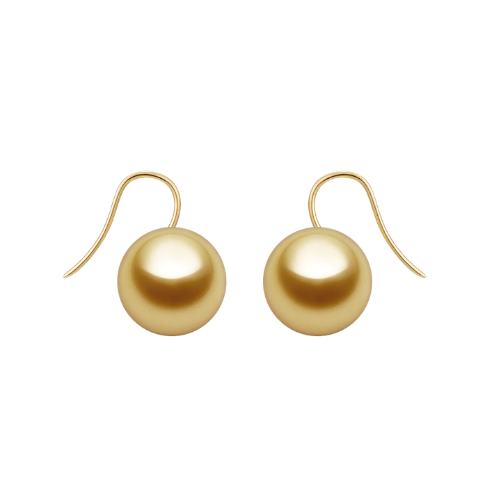 South Sea Golden Pearl 18K Gold Classic Design Hook Earrings - HELAS Jewelry
