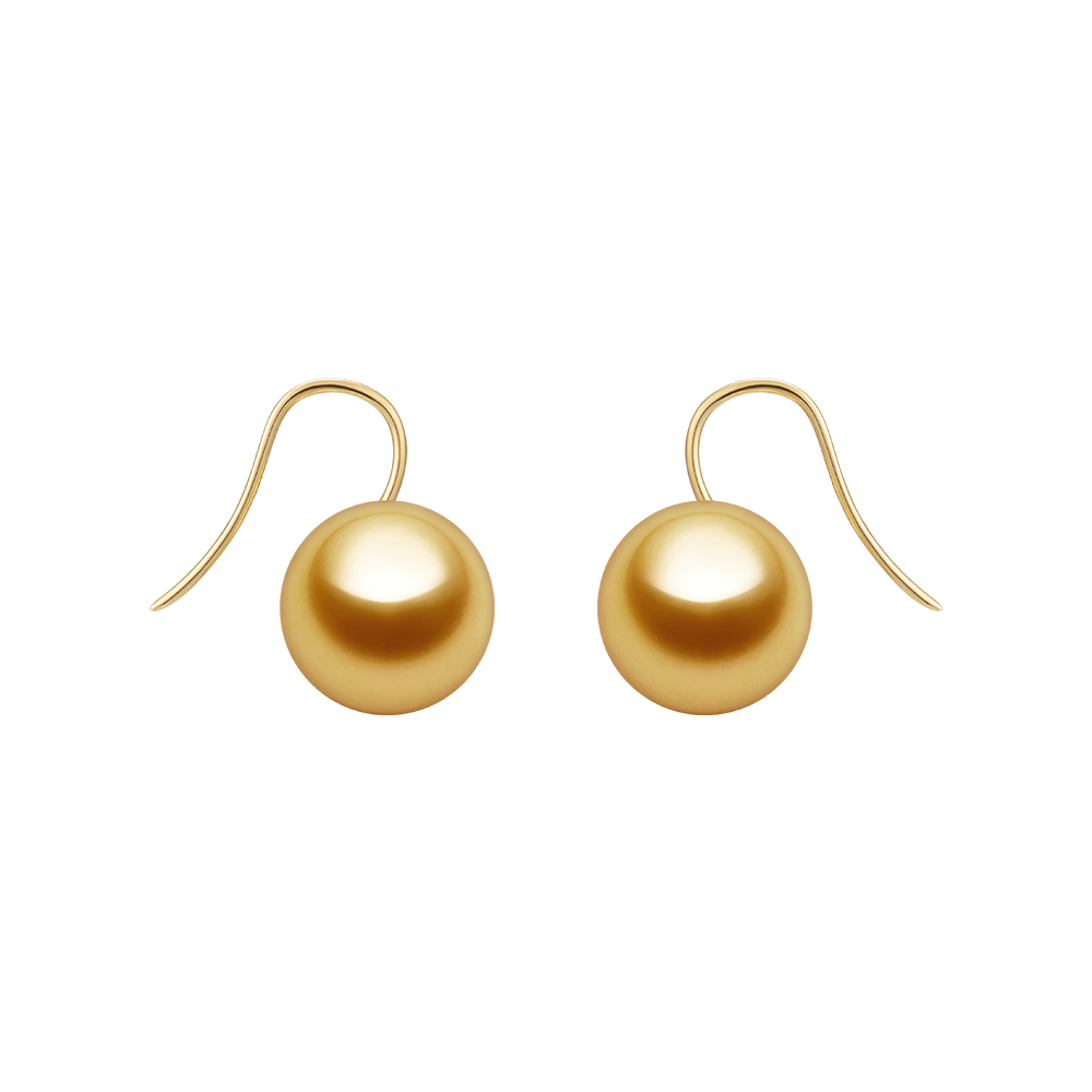 South Sea Golden Pearl 18K Gold Classic Design Hook Earrings - HELAS Jewelry
