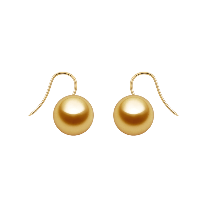South Sea Golden Pearl 18K Gold Classic Design Hook Earrings - HELAS Jewelry